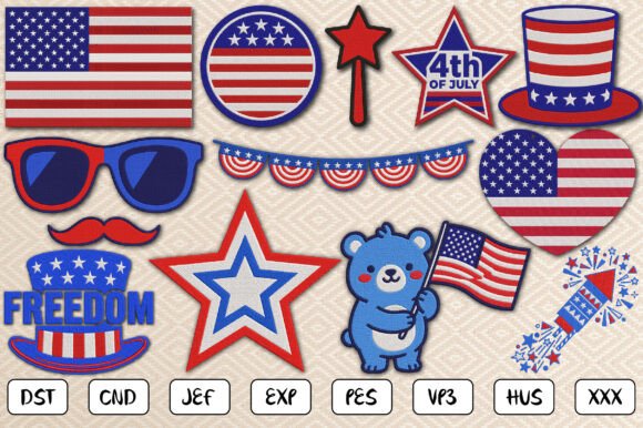 4th of July Embroidery Bundle