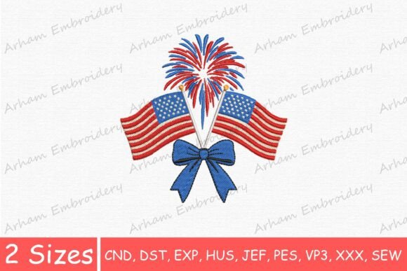 American Flag Fireworks with Bow