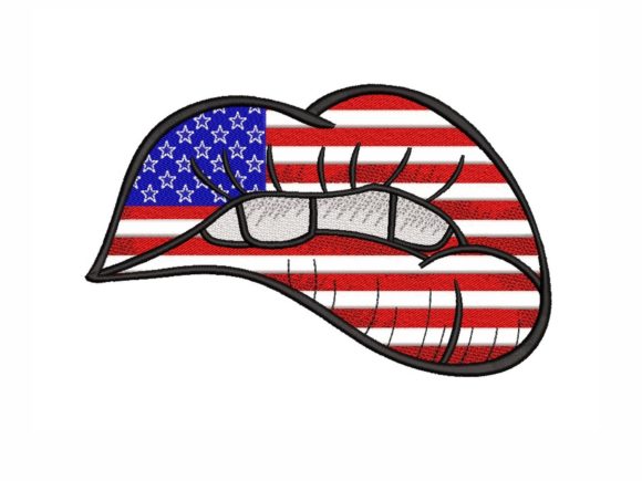 American Flag Lips: A Patriotic Embroidery Gem