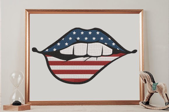 Biting Lips USA Flag 4th of July