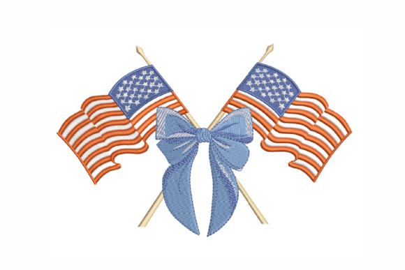 Coquette USA Double Flag Bow Embroidery