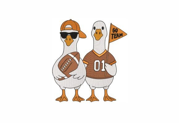 Football Geese Embroidery Design