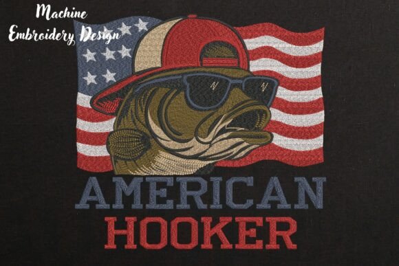 Funny Bass Fish in Hat on Black