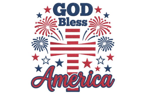 God Bless America Embroidery Design
