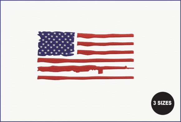 Gun USA Flag Embroidery Design