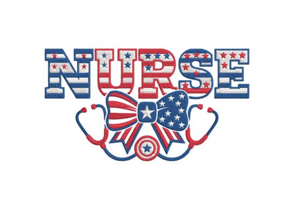 Nurse Patriotic Embroidery Design