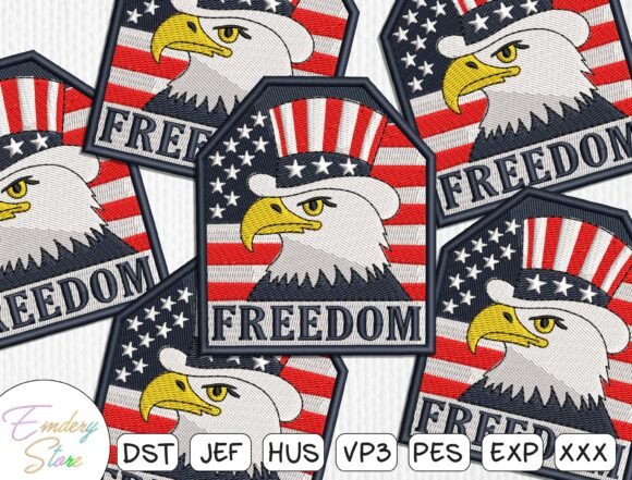 Patriotic Eagle Patch Embroidery Design