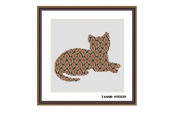 Snake Print Cat Cross Stitch Pattern