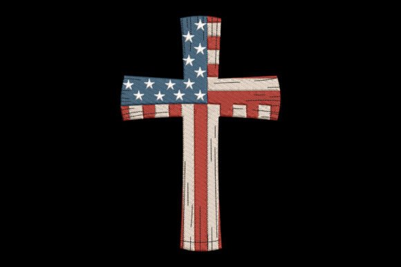 USA Flag Christian Cross