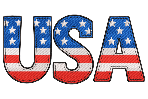 USA Flag Letters Embroidery Design